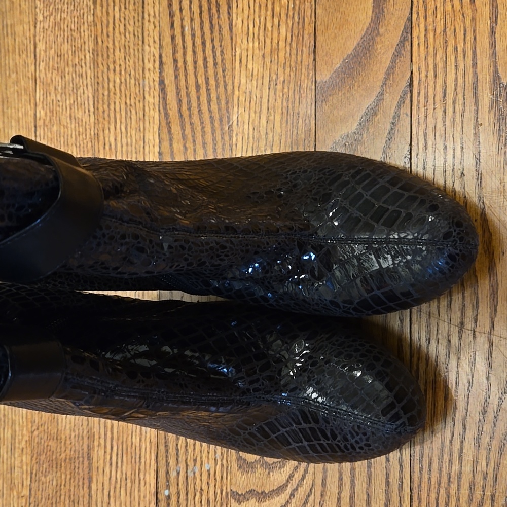 Vintage Baby Phat Croc-Embossed Black Patent Knee-High Boots size 10.5 - Picture 9 of 9
